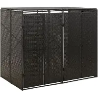 vidaXL Vuilnisbakbox voor 2 containers, zwart, 140x80x117 cm, polyrotan