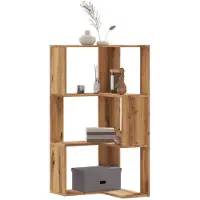 vidaXL Boekenkast 3-laags hoek 50x50x102 cm hout artisanaal eikenkleur