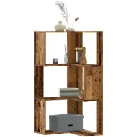 vidaXL Boekenkast 3-laags hoek 50x50x102 cm bewerkt hout oud houtkleur