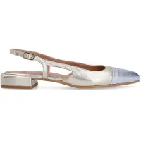 Manfield Gouden leren slingbacks met zilverkleurig detail | Maat 40