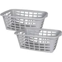 Urban Living 5Five Kunststof wasmand - 2x - lichtgrijs - 40 liter - 66 x 45 x 24 cm - manden voor wasgoed