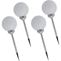Gerimport solar prikspot - 4x stuks - tuinlamp - grote bol - zonne-energie - h56 cm