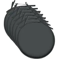 Stof Textile Home stoelkussens - 6x - antraciet - D40 x H3 cm - voor binnen - touwtjes sluiting - zitkussens plat - rond