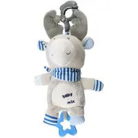 Baby Mix pluchen knuffel met speeldoos en clip - Buggyknuffel