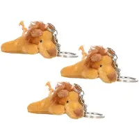 Nature Planet Pluche Leeuw knuffel sleutelhanger - 6x - 6 cm - Speelgoed dieren sleutelhangers