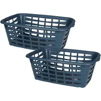 Urban Living 5Five Kunststof wasmand - 2x - blauw - 40 liter - 66 x 45 x 24 cm - manden voor wasgoed