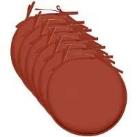 Stof Textile Home stoelkussens - 6x - terracotta - D40 x H3 cm - voor binnen - touwtjes sluiting - zitkussens plat - rond