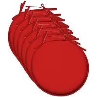 Stof Textile Home stoelkussens - 6x - rood - D40 x H3 cm - voor binnen - touwtjes sluiting - zitkussens plat - rond