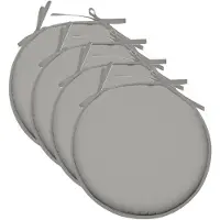 Stof Textile Home stoelkussens - 4x - lichtgrijs - D40 x H3 cm - voor binnen - touwtjes sluiting - zitkussens plat - rond