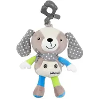 Baby Mix pluchen hond met speeldoos en clip 25cm - Knuffel
