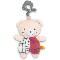 Baby Mix pluche teddybeer roze met speeldoos en clip - Knuffel
