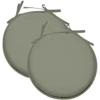 Stof Textile Home stoelkussens - 2x - groen - D40 x H3 cm - voor binnen - touwtjes sluiting - zitkussens plat - rond