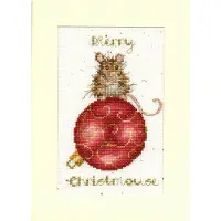 Bothy Threads Borduurpakket kerstkaart Merry Christmouse -