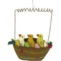 Meander Kuikens en eitjes in mand, vilt 14,5x1,5x18,5cm