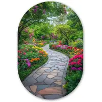 MuchoWow Muurovaal 40x60 cm - Ovale wanddecoratie Park - Bloemen - Tuin - Ovalen schilderij - Muurdecoratie woonkamer - Kamer decoratie - Schilderijen - Wandcirkel