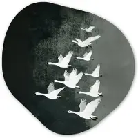 MuchoWow Organische wanddecoratie 40x40 cm - Organisch schilderij Vogel - Japandi - Groen - Muurdecoratie woonkamer - Kamer decoratie - Schilderijen - Muurcirkel aesthetic