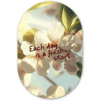 MuchoWow Muurovaal 80x120 cm - Ovale wanddecoratie Bloesems - Zonlicht - Quote - Wit - Ovalen schilderij - Muurdecoratie woonkamer - Kamer decoratie - Schilderijen - Wandcirkel