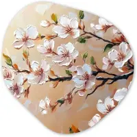 MuchoWow Organische wanddecoratie 40x40 cm - Organisch schilderij Bloesemtakken - Schilderachtig - Roze - Muurdecoratie woonkamer - Kamer decoratie - Schilderijen - Muurcirkel aesthetic