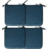 Stof Textile Home stoelkussens - 4x - petrol petrol blauw - 38 x 38 x 3 cm - voor binnen - touwtjes sluiting - zitkussens plat - vierkant