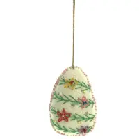 Meander 3x Ei (mini) wit met bloemen, vilt 3,8x2x5,5cm