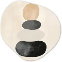 MuchoWow Organische wanddecoratie 40x40 cm - Organisch schilderij Japandi - Wabi sabi - Beige - Muurdecoratie woonkamer - Kamer decoratie - Schilderijen - Muurcirkel aesthetic