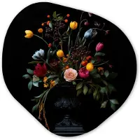 MuchoWow Organische wanddecoratie 40x40 cm - Organisch schilderij Klassiek - Vaas - Boeket - Bloemen - Muurdecoratie woonkamer - Kamer decoratie - Schilderijen - Muurcirkel aesthetic