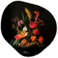 MuchoWow Organische wanddecoratie 90x90 cm - Organisch schilderij Schaal - Boeket - Bloemen - Muurdecoratie woonkamer - Kamer decoratie - Schilderijen - Muurcirkel aesthetic
