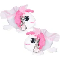 Nature Planet Knuffeldier axelotl sleutelhanger - 2x - zachte pluche stof - veel details - wit - 6 cm - Cadeau - Kinderen