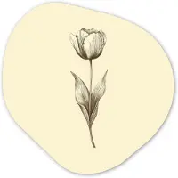 MuchoWow Organische wanddecoratie 90x90 cm - Organisch schilderij Illustratie - Tulp - Zwart - Muurdecoratie woonkamer - Kamer decoratie - Schilderijen - Muurcirkel aesthetic