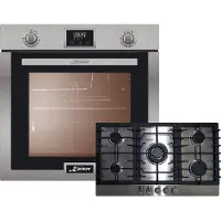 Kaiser - Inbouwoven - kookplaat - EG 6372 - met 1-voudige telescoopgeleider - inbouwgasoven - zelfreinigend - 79L - KG 9356 Turbo roestvrijstalen gaskookplaat - rvs kookplaat - rvs86 cm
