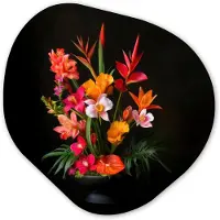 MuchoWow Organische wanddecoratie 40x40 cm - Organisch schilderij Boeket - Bloemen - Exotisch - Muurdecoratie woonkamer - Kamer decoratie - Schilderijen - Muurcirkel aesthetic