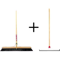 Synx Store Synx Tools Paardenhaar 60cm + Vloertrekker Kunststof 55cm met Steel 150cm – Zaalveger – Vloerreiniger – Natuurrubber – Zachte binnenbezem met steel 160cm