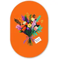 MuchoWow Muurovaal 40x60 cm - Ovale wanddecoratie Kaartje - Boeket - Bloemen - Ovalen schilderij - Muurdecoratie woonkamer - Kamer decoratie - Schilderijen - Wandcirkel