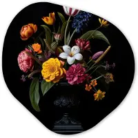 MuchoWow Organische wanddecoratie 90x90 cm - Organisch schilderij Lente - Bloemen - Klassiek - Vaas - Muurdecoratie woonkamer - Kamer decoratie - Schilderijen - Muurcirkel aesthetic