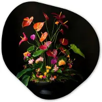 MuchoWow Organische wanddecoratie 40x40 cm - Organisch schilderij Bloemen - Vaas - Kleurrijk - Muurdecoratie woonkamer - Kamer decoratie - Schilderijen - Muurcirkel aesthetic