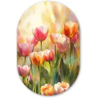 MuchoWow Muurovaal 60x90 cm - Ovale wanddecoratie Tulpen - Sprookjesachtig - Kleurrijk - Ovalen schilderij - Muurdecoratie woonkamer - Kamer decoratie - Schilderijen - Wandcirkel