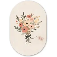 MuchoWow Muurovaal 40x60 cm - Ovale wanddecoratie Bloemen - Quote - Beige - Lint - Ovalen schilderij - Muurdecoratie woonkamer - Kamer decoratie - Schilderijen - Wandcirkel