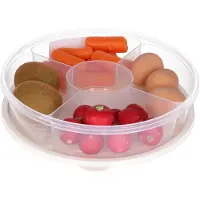 Excellent houseware Vershoudbakje/bewaarbakje - luchtdicht - 5 vakjes - creme wit - kunststof - 2 liter