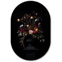MuchoWow Muurovaal 80x120 cm - Ovale wanddecoratie Klassiek - Vaas - Boeket - Bloemen - Ovalen schilderij - Muurdecoratie woonkamer - Kamer decoratie - Schilderijen - Wandcirkel
