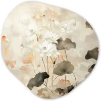 MuchoWow Organische wanddecoratie 90x90 cm - Organisch schilderij Bloemen - Japandi - Wabi sabi - Muurdecoratie woonkamer - Kamer decoratie - Schilderijen - Muurcirkel aesthetic