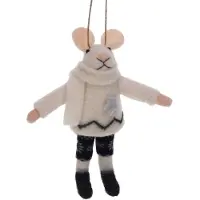 MEA Muis met witte trui/blauwe ster vilt 12x3,5x14cm