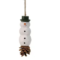 MEA Ornament Sneeuwpop op dennenappel, hout Ø5x14cm