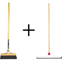 Synx Store Synx Tools Paardenhaar 29cm + Vloertrekker Kunststof 55cm met Steel 150cm – Zaalveger – Vloerreiniger – Natuurrubber – Zachte binnenbezem met steel 120cm