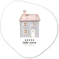 MuchoWow Organische wanddecoratie 40x40 cm - Organisch schilderij Lichtblauw - Huisje - Mama - Tekst - Muurdecoratie woonkamer - Kamer decoratie - Schilderijen - Muurcirkel aesthetic