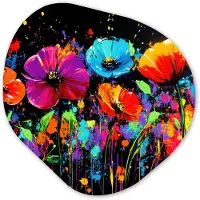 MuchoWow Organische wanddecoratie 60x60 cm - Organisch schilderij Bloemen - Kleurrijk - Spetters - Muurdecoratie woonkamer - Kamer decoratie - Schilderijen - Muurcirkel aesthetic