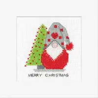 Heritage Crafts Gonk Christmas Tree Aida Kerstkaart telpakket GOGI1714