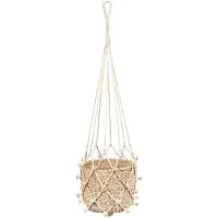 Natural Living plantenpot aan macrame touw - plantenhanger - zeegras pot - H110 cm - D25 cm - woonaccessoires