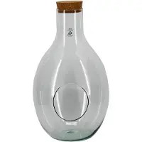 Bela Arte Sierfles terrarium met kurk dop - D30 x H49 cm - transparant glas - met gat