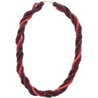 Behave – Kokos ketting – 55 cm – Roodtinten en bordeaux