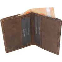 Oi Hunter bruin leren pasjesmapje met ruimte voor biljetten / creditcard houder anti skim / plat portemonneetje zonder muntgeld vak / veilig mapje voor pasjes / RFID SAFE / bruin leer / 195H
